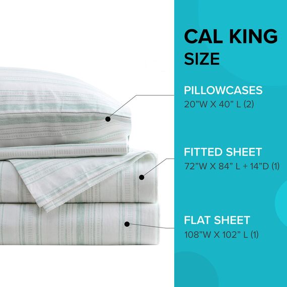 Comfort Spaces Cal King Good Vibes Bettwäsche-Set, 100% Baumwolle, atmungsaktiv, mit 35,6 cm elastischer Tasche, für Matratzen bis zu 40,6 cm, Ganzjahres-Bettwäsche, passender Kissenbezug, 4-teilig