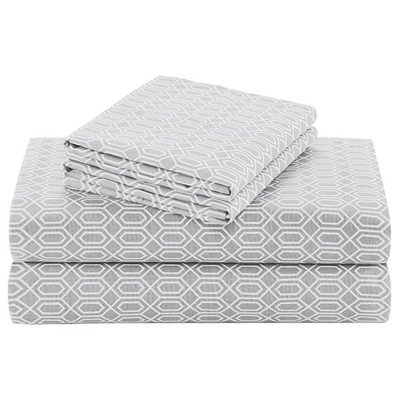 Comfort Spaces 100% Cotton Sheet Set Breathable, Lightweight Gemütliche Bettwäsche für alle Jahreszeiten, passender Kissenbezug, Baumwolle, Diamond Grey, California King, 4