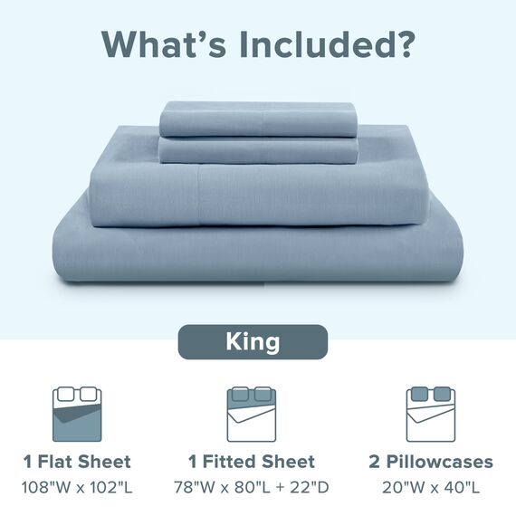 Comfort Spaces Bettlaken-Set aus 100% Baumwolle, atmungsaktiv, leicht, weich, mit 35,6 cm elastischer Tasche, passend für Matratzen bis zu 40,6 cm, gemütliche Ganzjahres-Bettwäsche, passender