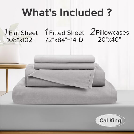 Comfort Spaces Bettlaken-Set aus 100% Baumwolle, atmungsaktiv, leicht, weich, mit 35,6 cm elastischer Tasche, passend für Matratzen bis zu 40,6 cm, gemütliche Ganzjahres-Bettwäsche, passender
