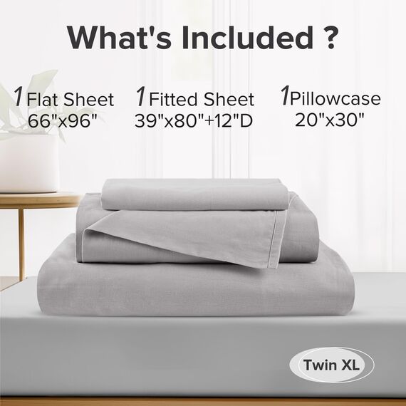 Comfort Spaces Bettlaken-Set aus 100% Baumwolle, atmungsaktiv, leicht, weich, mit 30,5 cm elastischer Tasche, passend für Matratzen bis zu 35,6 cm, gemütliche Ganzjahres-Bettwäsche, passender