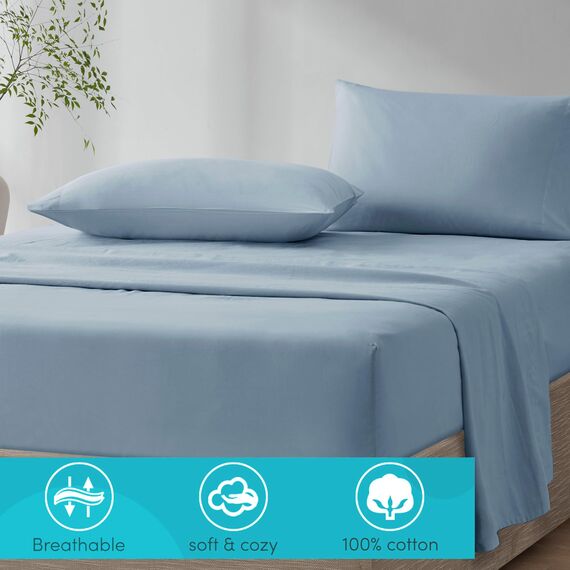 Comfort Spaces Bettlaken-Set aus 100% Baumwolle, atmungsaktiv, leicht, weich, mit 30,5 cm elastischer Tasche, passend für Matratzen bis zu 35,6 cm, gemütliche Ganzjahres-Bettwäsche, passender