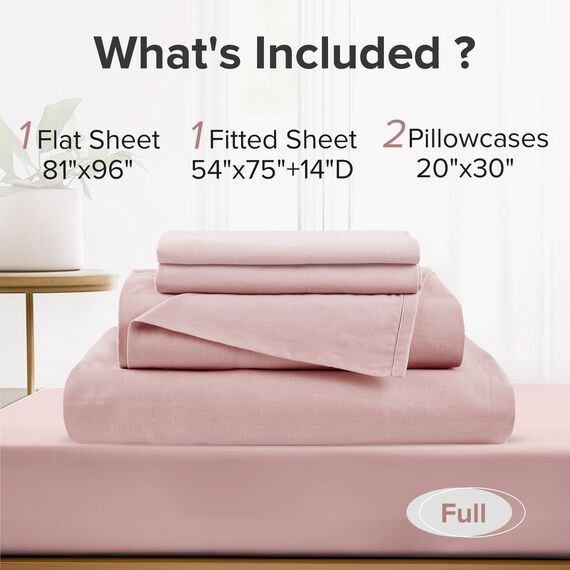 Comfort Spaces Bettlaken aus 100% Baumwolle, atmungsaktiv und ultraweich, natürlich kühle Baumwolle, mit 35,6 cm elastischer Tasche, passend für Matratzen bis zu 40,6 cm, für alle Jahreszeiten, Rosa