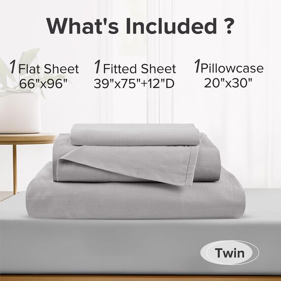 Comfort Spaces Bettlaken-Set aus 100% Baumwolle, atmungsaktiv, leicht, weich, mit 30,5 cm elastischer Tasche, passend für Matratzen bis zu 35,6 cm, gemütliche Ganzjahres-Bettwäsche, passender