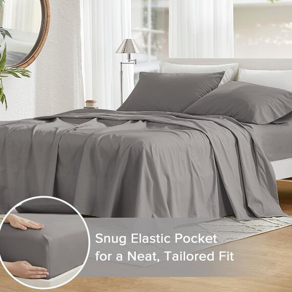 Comfort Spaces Bettlaken aus 100% Baumwolle, atmungsaktiv und ultraweich, natürlich kühle Baumwolle, mit 35,6 cm elastischer Tasche, passend für Matratzen bis zu 40,6 cm, für alle Jahreszeiten