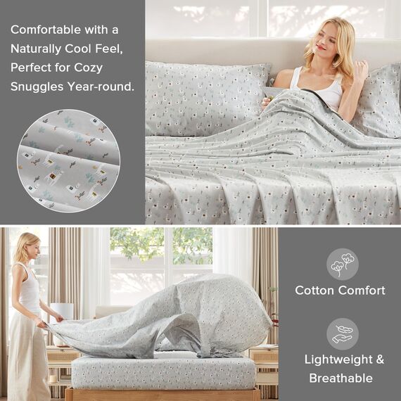 Comfort Spaces Bettlaken-Set, 100% Baumwolle, atmungsaktiv, mit 30,5 cm elastischer Tasche, für Matratzen bis 35,6 cm, gemütliche Ganzjahres-Bettwäsche, Kissenbezug, Twin Lama, Mehrfarbig, 3-teilig