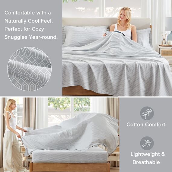 Comfort Spaces Bettlaken-Set, 100% Baumwolle, atmungsaktiv, mit 30,5 cm elastischer Tasche, für Matratzen bis 35,6 cm, gemütliche Ganzjahres-Bettwäsche, Kissenbezug, Twin XL, Diamant-Taupe, 3-teilig