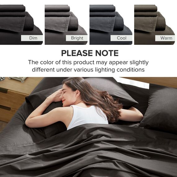 Comfort Spaces Bettlaken aus 100% Baumwolle, atmungsaktiv und ultraweich, natürlich kühle Baumwolle, mit 35,6 cm elastischer Tasche, passend für Matratzen bis zu 40,6 cm, für alle Jahreszeiten
