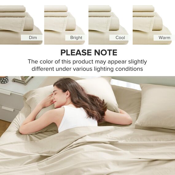 Comfort Spaces Bettlaken aus 100% Baumwolle, atmungsaktiv und ultraweich, natürlich kühle Baumwolle, mit 30,5 cm elastischer Tasche, passend für Matratzen bis zu 35,6 cm, für alle Jahreszeiten