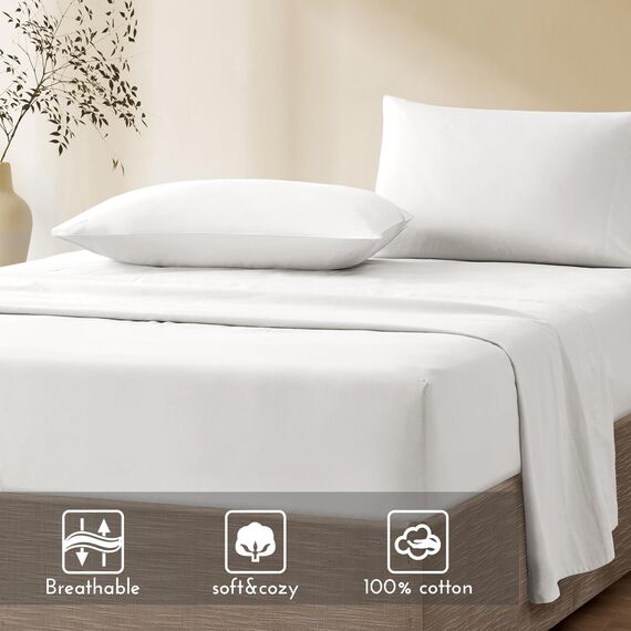 Comfort Spaces Bettwäsche-Set, 100% Baumwolle, atmungsaktiv, leicht, weich, mit 35,6 cm elastischer Tasche, passend für Matratzen bis zu 40,6 cm, gemütliche Ganzjahres-Bettwäsche, passender