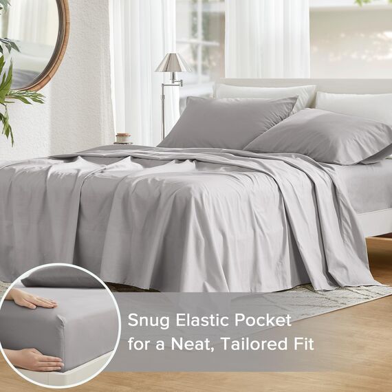 Comfort Spaces Bettlaken-Set aus 100% Baumwolle, atmungsaktiv, leicht, weich, mit 30,5 cm elastischer Tasche, passend für Matratzen bis zu 35,6 cm, gemütliche Ganzjahres-Bettwäsche, passender