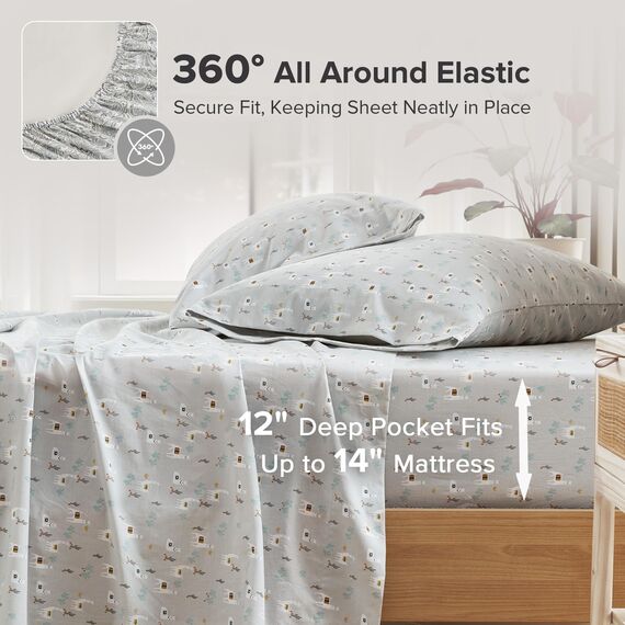 Comfort Spaces Bettlaken-Set, 100% Baumwolle, atmungsaktiv, mit 30,5 cm elastischer Tasche, für Matratzen bis 35,6 cm, gemütliche Ganzjahres-Bettwäsche, Kissenbezug, Twin XL Lama Multi, 3-teilig