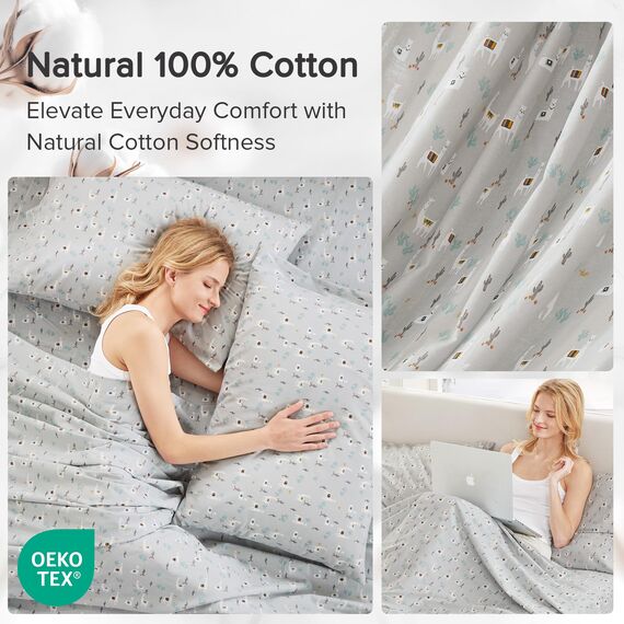 Comfort Spaces Bettlaken-Set aus 100% Baumwolle, atmungsaktiv, leicht, weich, mit 35,6 cm elastischer Tasche, passend für Matratzen bis zu 40,6 cm, gemütliche Ganzjahres-Bettwäsche, passender