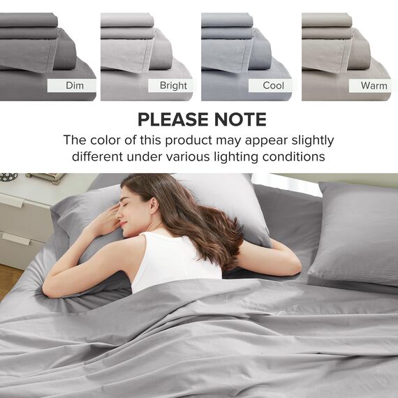 Comfort Spaces Bettlaken-Set aus 100% Baumwolle, atmungsaktiv, leicht, weich, mit 30,5 cm elastischer Tasche, passend für Matratzen bis zu 35,6 cm, gemütliche Ganzjahres-Bettwäsche, passender
