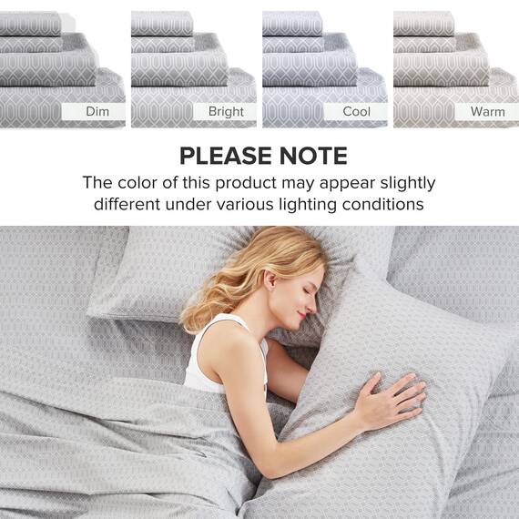 Comfort Spaces 100% Cotton Sheet Set Breathable, Lightweight Gemütliche Bettwäsche für alle Jahreszeiten, passender Kissenbezug, Baumwolle, Diamond Grey, California King, 4