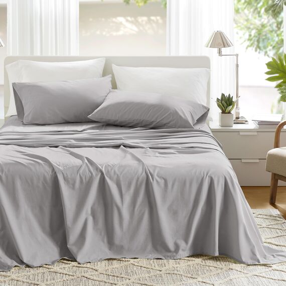 Comfort Spaces Bettlaken-Set aus 100% Baumwolle, atmungsaktiv, leicht, weich, mit 30,5 cm elastischer Tasche, passend für Matratzen bis zu 35,6 cm, gemütliche Ganzjahres-Bettwäsche, passender