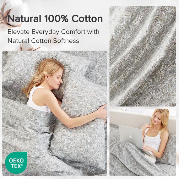 Comfort Spaces Bettlaken mit Kissenbezügen California King grau