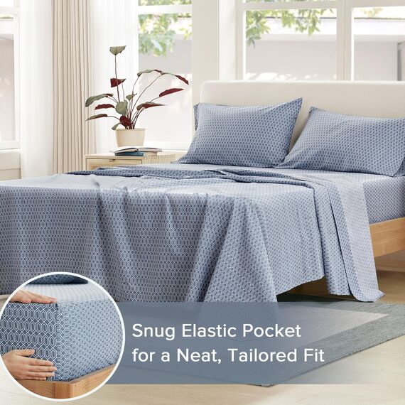 Comfort Spaces Bettlaken mit Kissenbezügen California King rauten - blau