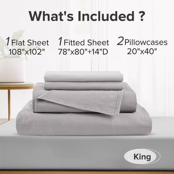 Comfort Spaces Bettlaken-Set aus 100% Baumwolle, atmungsaktiv, leicht, weich, mit 35,6 cm elastischer Tasche, passend für Matratzen bis zu 40,6 cm, gemütliche Ganzjahres-Bettwäsche, passender