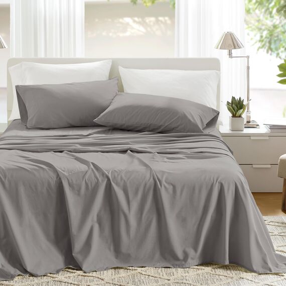 Comfort Spaces Bettlaken aus 100% Baumwolle, atmungsaktiv, weiche Baumwolle, natürlich kühle Baumwolle, Bettlaken mit 30,5 cm elastischer Tasche, passend für Matratzen bis zu 35,6 cm