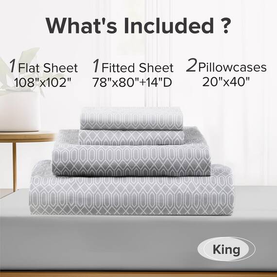 Comfort Spaces Bettlaken mit Kissenbezügen King Diamond Grey