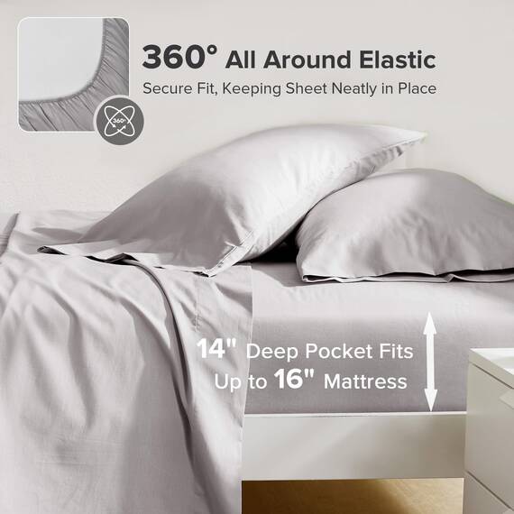 Comfort Spaces Bettlaken-Set aus 100% Baumwolle, atmungsaktiv, leicht, weich, mit 35,6 cm elastischer Tasche, passend für Matratzen bis zu 40,6 cm, gemütliche Ganzjahres-Bettwäsche, passender