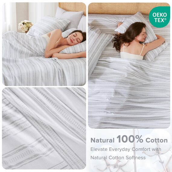 Comfort Spaces Bettlaken aus 100% Baumwolle, atmungsaktiv, natürlich kühle Baumwolle, weiche Baumwolle, mit 35,6 cm elastischer Tasche, passend für Matratzen bis zu 40,6 cm, für alle Jahreszeiten, 4