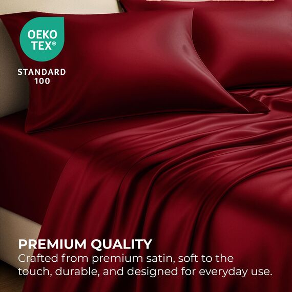 Satin-Bettwäsche-Set für Einzelbett, 3-teilig, luxuriöse Hotelqualität, seidig, extra weich, 1800 Mikrofaser, farbecht, schmutzabweisend, Spannbetttuch