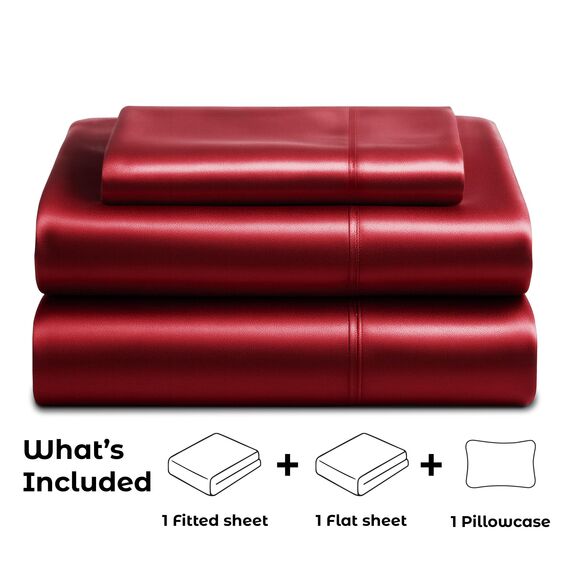 Satin-Bettwäsche-Set für Einzelbett, 3-teilig, luxuriöse Hotelqualität, seidig, extra weich, 1800 Mikrofaser, farbecht, schmutzabweisend, Spannbetttuch