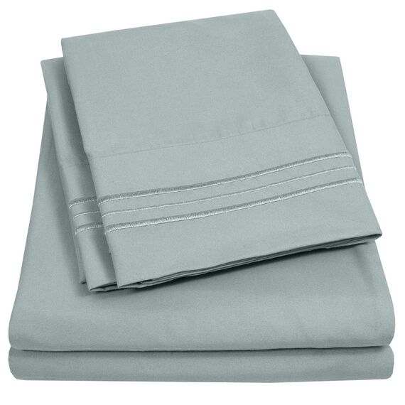 Sweet Home Collection California-King-Size-Bettlaken-Set mit integrierten Bettlakenspannern, Spannbetttuch, Bettlaken und Kissenbezügen, weich, knitterfrei, sichere Passform, Schiefer