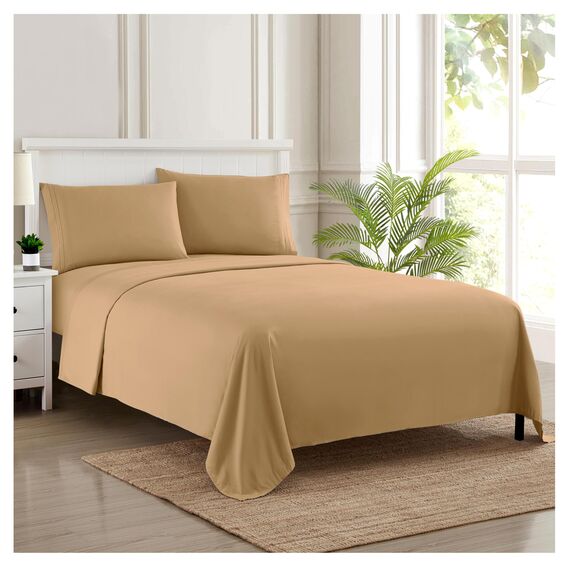 Sweet Home Collection 1500 Fadenzahl Ägyptische Qualität 4 Stück Deep Pocket Bed Sheet Set, Full, beige, Taupe, Twin