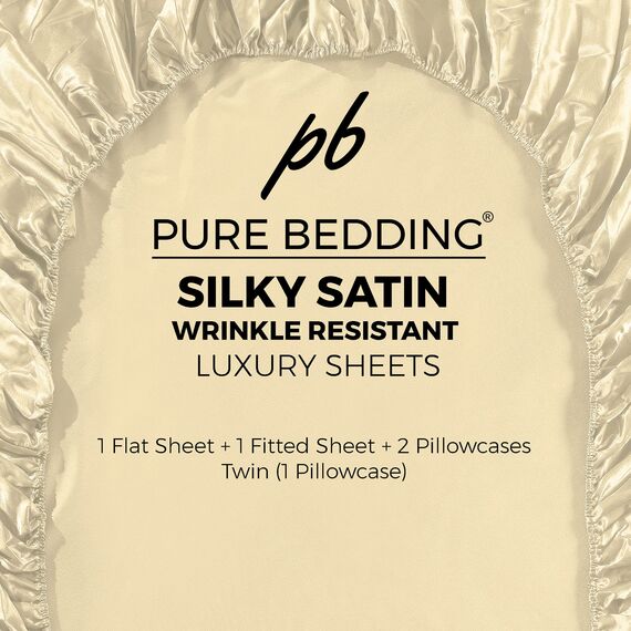 Satin-Bettlaken, Queen-Size-Bett, luxuriös, seidig, extra weich, 1800 Mikrofaser, knitterfrei, farbecht, schmutzabweisend, tiefes Spannbetttuch, Bettlaken, Kissenbezüge