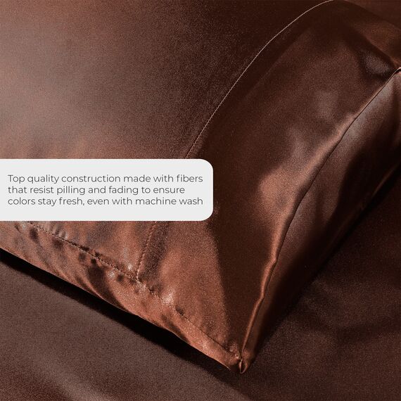 Satin-Spannbettlaken, Doppelbett, 3-teilig, luxuriös, seidig, extra weich, 1800 Mikrofaser, knitterfrei, verblasst nicht, schmutzabweisend, tiefes Spannbetttuch, Bettlaken und Kissenbezüge