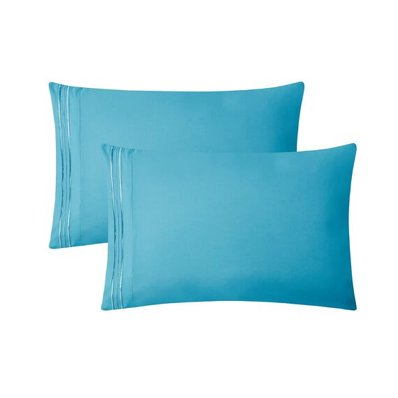 Clara Clark Luxury Soft Bedding Sheets & Pillowcases Bettwäsche-Set für Doppelbett, gebürstet, Tiefe Taschen, Mikrofaser, Beach Blue, Full
