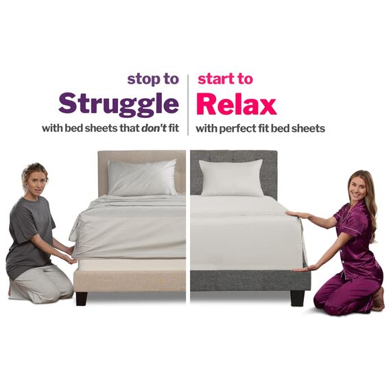 Deep Pocket Queen-Bettlaken-Sets – 53,3 cm extra tief – 4-teiliges Bettlaken-Set & Kissenbezüge mit übergroßem Bettlaken – 45,7 cm – 58,4 cm Kopfkissen für Queen-Size-Bett – Braun