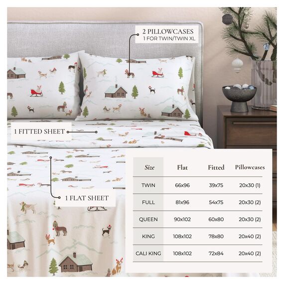 Great Bay Home Weihnachts-Flanell-Bettwäsche-Set für Doppelbett, 100 % türkische Baumwolle, doppelt gebürstet, Winter-Bettwäsche-Set, ultraweich, gemütlich, 3-teiliges Weihnachts-Bettwäsche-Set