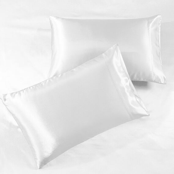 Satin Sheets Queen [4teilig, weiß] Hotel Luxus Seidige Bettlaken – Extra weiche 1800 Mikrofaser BettlakenSet, knitterfrei, verblasst Nicht, schmutzabweisend – Spannbettlaken mit tiefen Taschen,