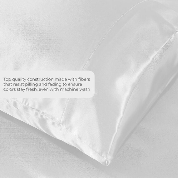 Satin Sheets Queen [4teilig, weiß] Hotel Luxus Seidige Bettlaken – Extra weiche 1800 Mikrofaser BettlakenSet, knitterfrei, verblasst Nicht, schmutzabweisend – Spannbettlaken mit tiefen Taschen,