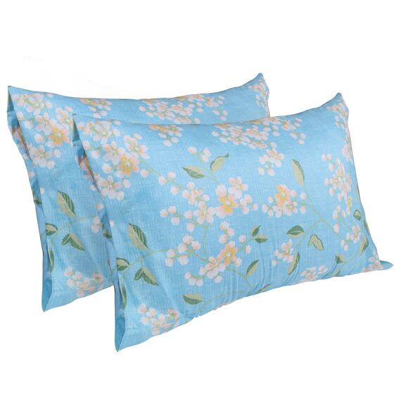 JSD Bettwäsche-Set mit Blumenmuster, Doppelbett-Größe (Full-Size), 4-teilig, weich, Mikrofaser, extra Tiefe Taschen, Blau