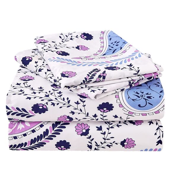 JSD Bettwäsche-Set mit Paisleymuster, California-King-Size, 4-teilig, weich, Mikrofaser, extra Tiefe Tasche