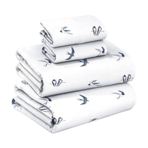 RUVANTI 100% Baumwolle, 4 Stück Flanell-Bettlaken, volle Tiefe Tasche, warm, super weich, atmungsaktiv, feuchtigkeitstransportierend, volle Größe, Spannbetttuch, 2 Kissenbezüge – besondere Anlässe