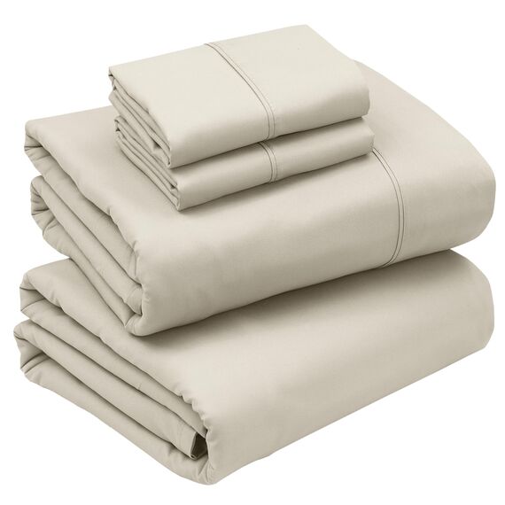 RUVANTI 4-teiliges Bettwäsche-Set aus gebürsteter Mikrofaser (1 Spannbettlaken, 1 Bettlaken, 2 Kissenbezüge), mit 38,1 cm tiefen Taschen, hochwertige Hotel-Bettwäsche