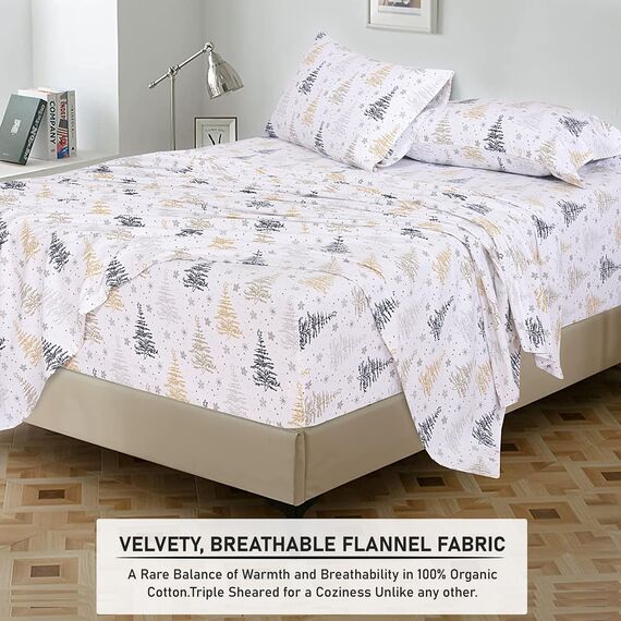 RUVANTI Flanell-Bettlaken aus 100% Baumwolle, Queen-Size-Größe, Tiefe Taschen, warm, superweich, atmungsaktiv, feuchtigkeitsableitend, Queen-Size-Bettlaken, Bettlaken mit flachem Spannbetttuch, 2