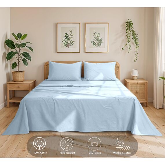 RUVANTI Flanell-Bettlaken-Sets für Queen-Size-Betten – 100 % Baumwolle, gebürstetes Flanell-Bettwäsche-Set – tiefe Taschen 40,6 cm (passend für bis zu 45,7 cm) – alle Jahreszeiten atmungsaktiv und