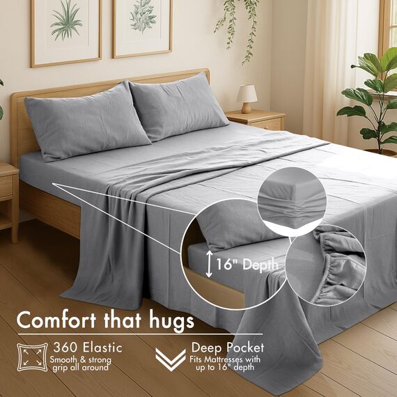 RUVANTI Flanell-Bettlaken-Sets für Queen-Size-Betten – 100% Baumwolle, gebürstetes Flanell-Bettwäsche-Set – Tiefe Taschen 40,6 cm (passend für bis zu 45,7 cm) – alle Jahreszeiten atmungsaktiv und