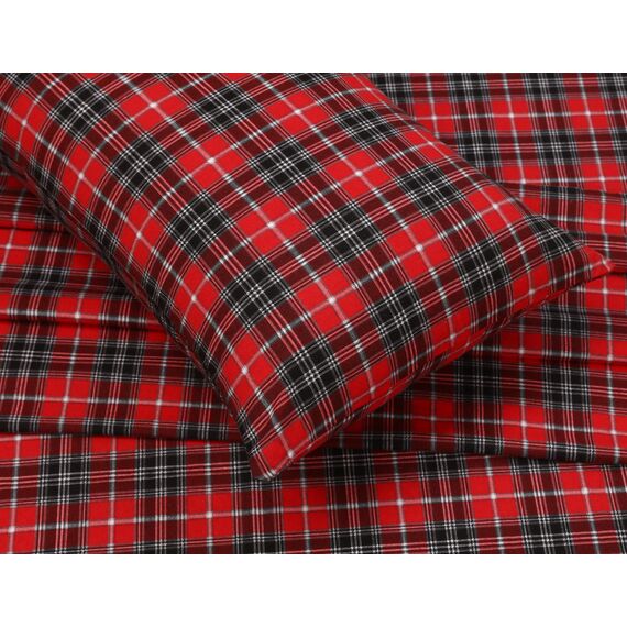 Ruvanti 4-teiliges Flanell-Bettwäsche-Set für Queen-Size-Betten, 100% Baumwolle, mit tiefen Taschen, warm, inklusive Bettlaken, Spannbetttuch und 2 Kissenbezügen (Kariertes Weihnachtsmotiv)