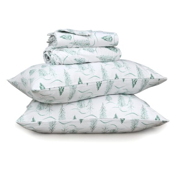 RUVANTI 100% Baumwolle, 4 Stück, Flanell-Bettlaken, Queen-Size, Tiefe Tasche, warm, super weich, atmungsaktiv, feuchtigkeitsableitend, Queen-Bettlaken, Spannbetttuch, 2 Kissenbezüge – Mountain Peak