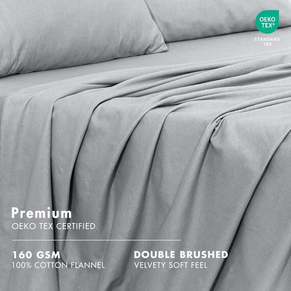 RUVANTI Flanell-Bettlaken-Sets für Queen-Size-Betten – 100% Baumwolle, gebürstetes Flanell-Bettwäsche-Set – Tiefe Taschen 40,6 cm (passend für bis zu 45,7 cm) – alle Jahreszeiten atmungsaktiv und