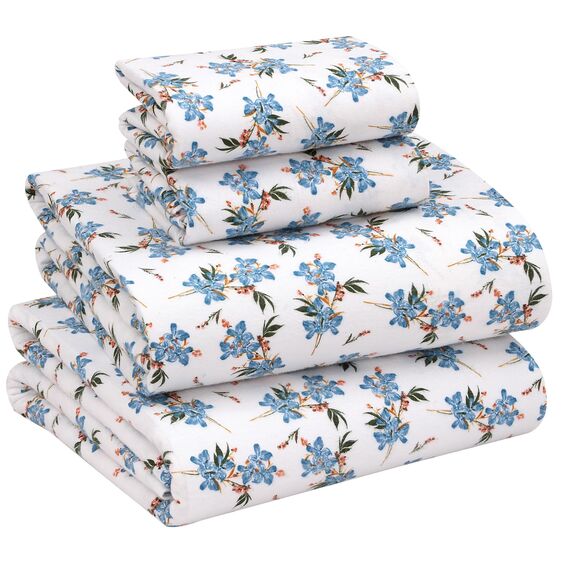 RUVANTI Flanell-Bettlaken-Sets in voller Größe – 100% Baumwolle, gebürstetes Flanell-Bettwäsche-Set – Tiefe Taschen 40,6 cm (passend für bis zu 45,7 cm) – alle Jahreszeiten atmungsaktiv und super