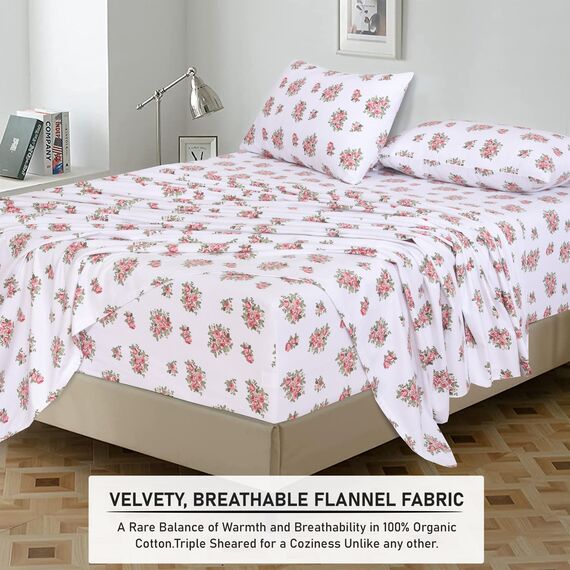 RUVANTI Flanell-Bettlaken-Sets für Queen-Size-Betten – 100 % Baumwolle, gebürstetes Flanell-Bettwäsche-Set – tiefe Taschen 40,6 cm (passend für bis zu 45,7 cm) – alle Jahreszeiten atmungsaktiv und